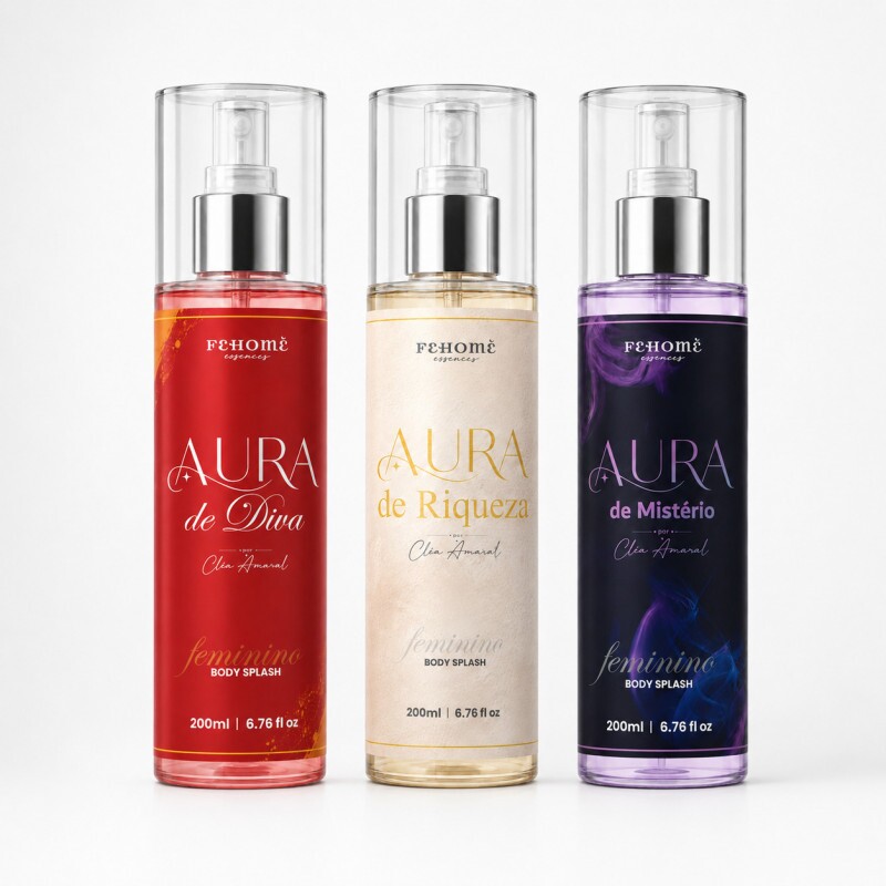 Kit 3 Body Splash Feminino Linha Aura - Cléa Amaral 200ml Kit 3 Body Splash Feminino Linha Aura - Cléa Amaral 200ml